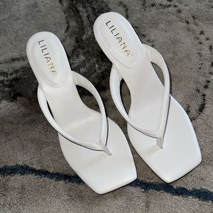 LILIANA WHITE SQUARE TOED WEDGE